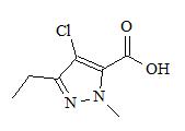 1-甲基-3-乙基-4-氯吡唑-5-甲酸； 
4-Chloro-3-ethyl-1-methyl-1H-pyrazole-5-carboxylic acid；
EMCA